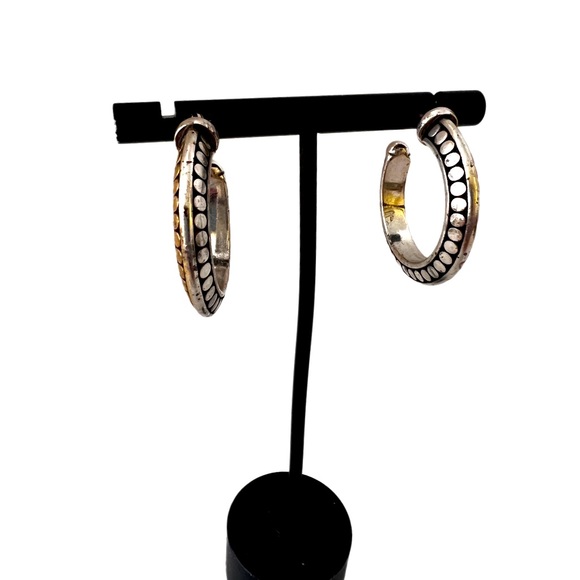 Brighton half hoop earrings new backs two toned silver and gold. - Picture 1 of 6